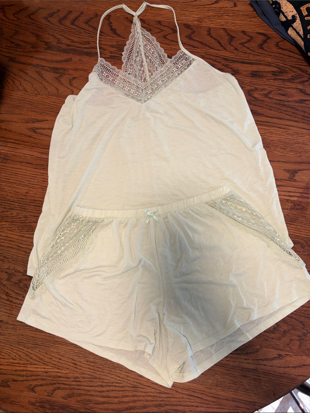 Flora Nikrooz Lace-Trim Halter Cami & Shorts Sleep Set in Mint Green